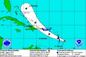 Tormenta tropical Bertha desorganisa pero mas fuerte