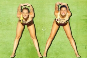 Kyra Hoevertsz y Anouk Eman ta gana oro den synchro na California