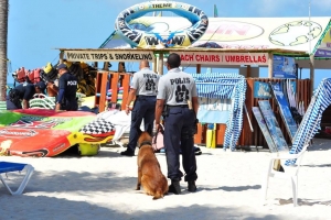 Strandpolitie y Unidad K-9 a tene control banda di laman