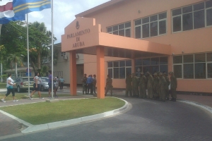 Voluntarionan a 'meld' pa drecha edificio parlamento 
