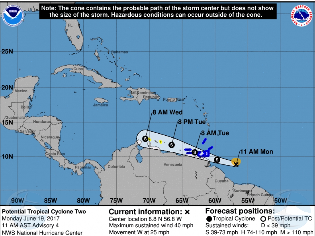 NoticiaCla National Hurricane Center Aruba bou di un Tropical Storm