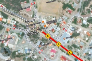 Wegafsluiting vanaf rotonde Pos Chikito tot kruising La Granja