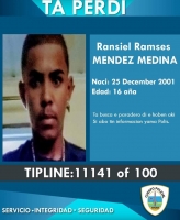 Polis buscando paradero di hoben Ransiel Mendes 