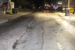 Trabou di renobacion a inicia riba caminda principal di Santa Cruz 