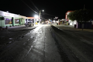 Trabou di renobacion a inicia riba caminda principal di Santa Cruz 