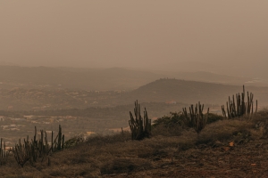 E stof di Sahara a cubri henter isla di Aruba dialuna 