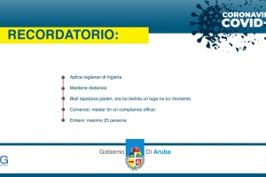 Esaki ta e reglanan re-introduci contra COVID19 valido te fin di luna!