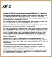 RAIZ na MEP: No ta sostene e acuerdo entre EAGLE LNG y WEB 