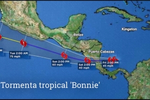 Ciclon potencial #2 a bira Tormenta Tropical Bonnie awe mainta
