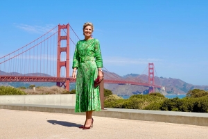 Reina Maxima y delegacion a bishita Golden Gate Bridge na San Francisco