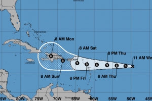 Depresion tropical #7 a forma den Caribe y por bira Fiona diahuebs