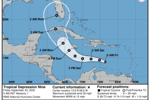 Depresion Tropical # 9 a forma panord di Aruba!