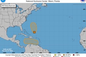 NHC ta vigila un area den Caribe cerca di nos cu por bira depresion tropical
