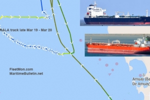 Dos tankero a dal den otro cerca costa di Amuay, Venezuela