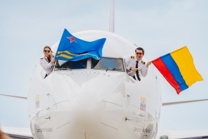 Aeropuerto di Aruba a celebra ruta nobo di Wingo for di Cali