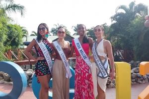 Miss Universe Belize a welcome Miss Universe 2022 y miss Universe Aruba 2022 durante bishita di Carnival Vista na e pais   