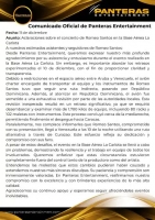 Restriccion di espacio aero cu Aruba ta motibo di retraso di concierto di Santos na Venezuela  