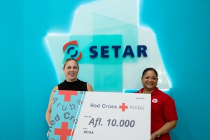 SETAR cu donacion pa Rode Kruis Aruba pa yuda fortalece esfuersonan di ayudo comunitario
