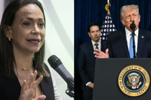 Lider di oposicion venezolano Maria Corina Machado ta topa president mericano Donald Trump 