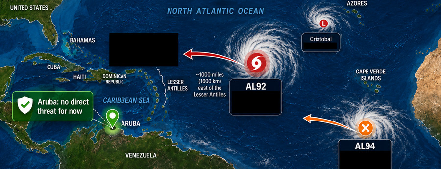 Dos sistema  di tempo bou observacion; Aruba sin menasa directo