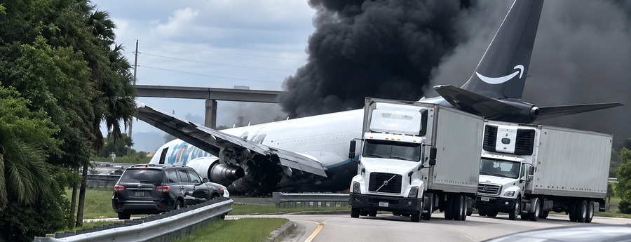 Five Dead After Amazon Cargo Plane Overruns Runway at Miami Airport